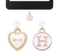 Lot de 2 breloques pour Kindle Initiale H, bouchon anti-poussière pour liseuse électronique, compatibles avec tablettes Kindle et ports de charge de téléphone de type C, cadeaux monogramme pour maman