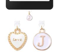 Lot de 2 breloques pour Kindle Initiale J, bouchon anti-poussière pour liseuse électronique, compatibles avec tablettes Kindle et ports de charge de téléphone de type C, cadeau monogramme pour maman