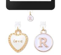 Lot de 2 breloques pour Kindle Initiale R, bouchon anti-poussière pour liseuse électronique, compatibles avec tablettes Kindle et ports de charge de téléphone de type C, cadeau monogramme pour maman
