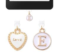 Lot de 2 breloques pour prise anti-poussière Kindle avec initiale E, compatible avec tablettes Kindle et ports de charge de type C, cadeau monogramme pour maman, enseignante, lectrice, amoureuse de