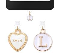 Lot de 2 breloques pour prise anti-poussière Kindle avec initiale L, compatible avec tablettes Kindle et ports de charge de type C, cadeau monogramme pour maman, enseignante, lectrice, amoureuse de