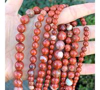 Lot de 2 brins de jaspe de rivière rouge naturel de 10 mm de perles rondes en vrac (68 à 72 pièces) pour la fabrication de bijoux GF15-10