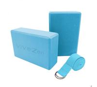 Vivezen - Lot de 2 Briques de Yoga 23 x 15 x 7,5 cm et Sangle de Yoga 183 x 3,8 cm - EVA - 4 Coloris