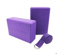 Vivezen - Lot de 2 Briques de Yoga 23 x 15 x 7,5 cm et Sangle de Yoga 183 x 3,8 cm - EVA - 4 Coloris
