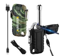 Lot de 2 briquets à arc rechargeables, briquet électrique rechargeable avec long cou flexible à 360°, briquet USB C rechargeable pour bougie, briquet plasma résistant au vent et à l'eau, pour homme,