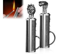 Lot de 2 briquets à essence permanents portables - Rétro - Briquet à huile avec porte-clés - Allume-bougie - Léger - Cadeaux pour hommes - Cadeaux personnalisés