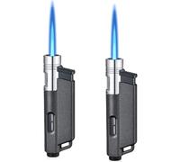 Lot de 2 briquets : briquet tempête, jet flamme, briquet butane rechargeable, briquet tempête, flamme constante, flamme réglable, forme alternative pour hommes (sans gaz)