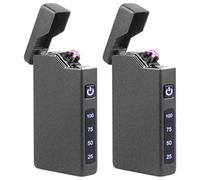 Lot de 2 briquets électriques à arc électrique rechargeable par USB - Briquet portable avec indicateur de batterie - Cadeau pour hommes et femmes - Avec boîte cadeau (noir)