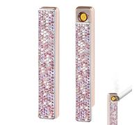Lot de 2 briquets électriques sertis de diamants - Briquet tempête électrique avec port USB - Étui à cigarettes rechargeable - Briquet sans flamme - Cadeau personnalisé pour femme