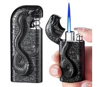 Lot de 2 briquets tempête, briquets tempête, jet flamme, personnalisés, motif tête de serpent, rechargeables, sans gaz