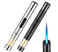 Lot de 2 briquets tempête rechargeables à gaz - Longueur : 19 cm - Coupe-vent électrique - Pour bougies, cuisson, camping, barbecue, cheminée, cadeaux pour hommes (sans gaz)