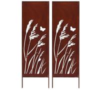 Lot de 2 brise-vue en métal - 160 cm x 50 cm - Aspect rouille - Pour jardin - Élégant brise-vue en acier Corten - Clôture de protection de jardin résistante aux intempéries - Patine rouille naturelle