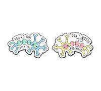 Lot de 2 broches amusantes en émail en forme de neurone avec inscription « You 've Got Potential » et « Don't Waste Your Potential » en alliage pour sac à dos, veste, chapeau