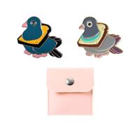 Lot de 2 broches colombes avec 1 sac de rangement rose - Adorables épinglettes en émail - Épinglettes en métal - Pour fête - Motif animal de dessin animé - Colombe porte-bonheur, 3*2.1cm, Métal