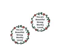 Lot de 2 broches d'affirmation positive - Broches florales inspirantes « You Are Beautiful, Strong, Worthy, Love » - Cadeaux de motivation pour femme, accessoires d'encouragement