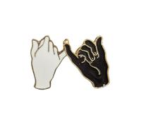 Lot de 2 broches d'amitié Pinky Promise BFF pour femmes, filles, couple, unisexe, tendance, mignon, noir et blanc, en émail noir et blanc, accessoires de Saint-Valentin, bijoux d'adieu, cadeaux