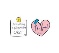 Lot de 2 broches de motivation I'm Fine/Everything is going to be Okay - Accessoires de sensibilisation à la santé mentale