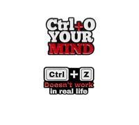 Lot de 2 broches de raccourci clavier d'ordinateur en émail pour homme et femme - Épinglettes fantaisie « Your Mind » « Doesn't Work in Real Life » - Lettres pour bijoux, sac à dos, badge, veste, one
