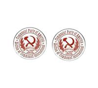 Lot de 2 broches en émail du Parti communiste d'Amérique, marteau et faucille, broche bouton en alliage, déclaration politique, 3,5 cm, rouge soviétique, cadeau de collection