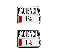 Lot de 2 broches en émail « Paciencia » - Mot espagnol pour patience - Broche élégante en alliage pour sac à dos, veste et cadeau