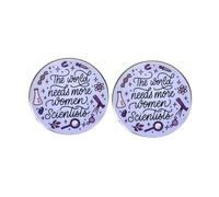 Lot de 2 broches en émail The World Needs More Women Scientists - Broches féministes en alliage avec icônes de laboratoire, astronomie chimie - Cadeau inspirant pour femme