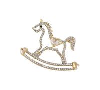 Lot de 2 broches en forme de cheval en cristal plaqué or pour un usage quotidien et une épinglette spéciale