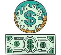 Lot De 2 Broches En Métal Émaillé En Forme De Billets De Dollars Verts, Tendance, Pour Sacs, Vêtements, Accessoires, Bijoux De Fête