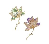 Lot de 2 broches hibiscus élégantes et contemporaines pour garde-robe de femme, Métal