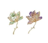 Lot de 2 broches hibiscus élégantes et contemporaines pour garde-robe de femme, Métal