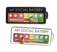 Lot De 2 Broches « My Social Battery », pour Conversion D'humeur, Expression Créative