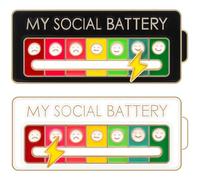 Lot de 2 broches « My Social Battery », pour conversion d'humeur, expression créative