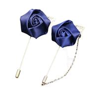 Lot De 2 Broches Roses, Broche De Costume Pour Homme, Pour Banquet De Mariage, Ensemble De Broches Florales Colorées En Satin, Accessoire De Corsage(Royal Blue)