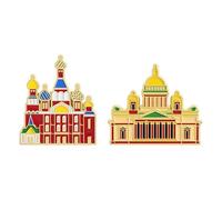 Lot de 2 broches russes Cathédrale Saint-Basile Cathédrale Saint-Isaac Vintage Château Broche Souvenir Voyage Décoration Sac à Dos