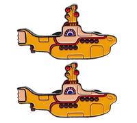 Lot de 2 broches sous-marin, en alliage, en métal, insigne de musique des Beatles, musique rock, cadeau de ruban, convient pour sacs, vêtements, écharpes, chapeaux (3 x 2,4 cm) (jaune), Métal