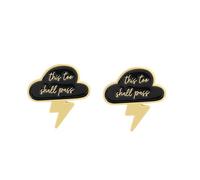 Lot de 2 broches This Too Shall Pass Cloud & Lightning - Broches motivantes en émail - Cadeau inspirant pour la force et l'espoir
