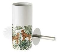Lot de 2 brosse de toilette WC avec support en céramique avec motif imprimé animal coloris multicolore - Diamètre 10 x Hauteur 32 cm-JUANIO- G