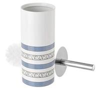 Lot de 2 brosse de toilette WC avec support en céramique coloris blanc - Diamètre 10 x Hauteur 32 cm Blanc G