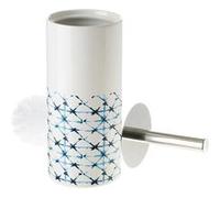 Lot de 2 brosse de toilette WC avec support en céramique coloris blanc-Diamètre 10 x Hauteur 32 cm Blanc G