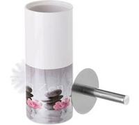 Lot de 2 brosse de toilette WC avec support ZEN en céramique coloris blanc/gris - Diamètre 10 x Hauteur 32 cm G
