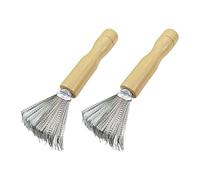 Lot de 2 brosses à cheveux avec manche ergonomique en bois et râteau en fil métallique pour le nettoyage