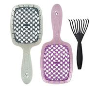 Lot de 2 Brosses à Cheveux Démêlantes Avec Peigne de Nettoyage à Coussin d'Air - Brosse Lissante Portable et Organisateur - Outil de Coiffure Multifonctionnel