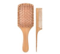 Lot de 2 brosses à cheveux démêlantes naturelles - Brosse à cheveux démêlante naturelle - Brosse pour cheveux épais et bouclés - Brosse de massage pour cuir chevelu - Haa fin