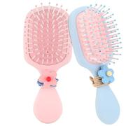 Lot de 2 brosses à cheveux mignonnes pour filles, avec 2 attaches à cheveux pour enfants, garçons, filles, femmes, tous types de cheveux, voyage à la maison (2 couleurs)