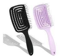 Lot de 2 brosses à crêper sans tirer - Avec spirale unique - Professionnel - Utile - Sans tirer - Cheveux longs - Pour femmes, hommes, enfants - Pour boucler les cheveux longs