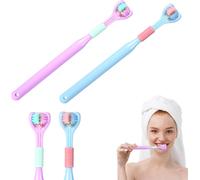 Lot De 2 Brosses À Dents À Trois Côtés De Couleur Aléatoire-Brosse De Voyage À Trois Poils-Design Enveloppant Efficace-Grand Angle-Nettoyez Chaque Dent En Profondeur-Brosses À Dents