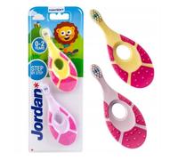 Lot de 2 brosses à dents bébé Jordan Step by Step 1 - 0 à 2 ans - Anneau de dentition