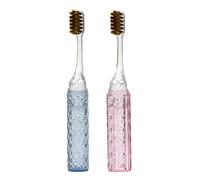 Lot de 2 brosses à dents de voyage pliables - Brosses à dents souples et portables - Couvercle pliable - Brosses moyennes - Enveloppées individuellement - Idéales pour la maison, le camping, la