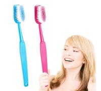 Lot de 2 brosses à dents géantes - Brosses de bain surdimensionnées - Accessoires de comédie géants pour costume, séance photo, cadeaux de fête, soins pour animaux de compagnie - Rouge et bleu