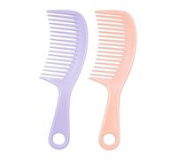 Lot de 2 brosses à dents larges pour cheveux bouclés, raides, longs et épais - Peigne de douche humide/sec pour homme et femme - Démêlant doux pour les nœuds et le coiffage (rose et violet)