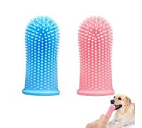 Lot de 2 brosses à dents pour chien - Brosse à dents pour petits chiens, doigtiers - Soin dentaire pour chiens, chiots, chats et petits animaux domestiques